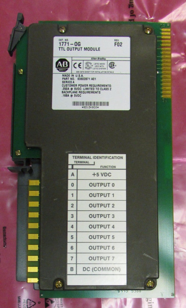 ALLEN BRADLEY 1771 0G Rev F02 TTL Output Module 1771 OG