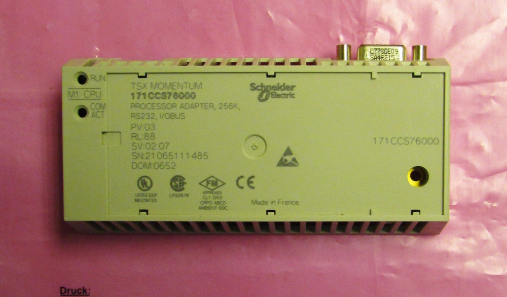 SCHNEIDER ELECTRIC 171CC576000 TSX MOMENTUM RS232 Processor Adapter I/O Bus 256K