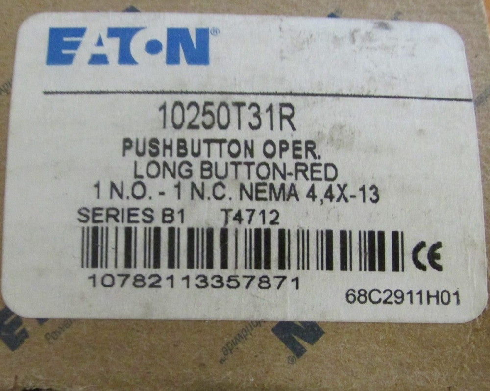 EATON CUTLER HAMMER 10250T31R Extended Red Push Button 1 NO 1 NC Contact Block 