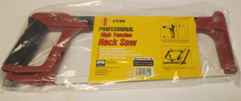 ITM MODEL 278HX002 Professional High Tension Hack Saw with 3 Metal Blades