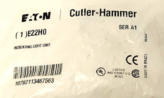 EATON CUTLER HAMMER E22H0 Clear White Indicating Pilot Light 22mm