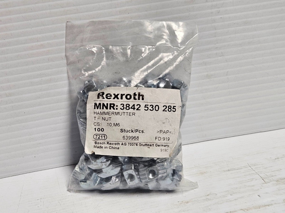 Lot of 100 Rexroth 3842530285 Hammermutter Drop-in T-Nut 10MM Slot M6