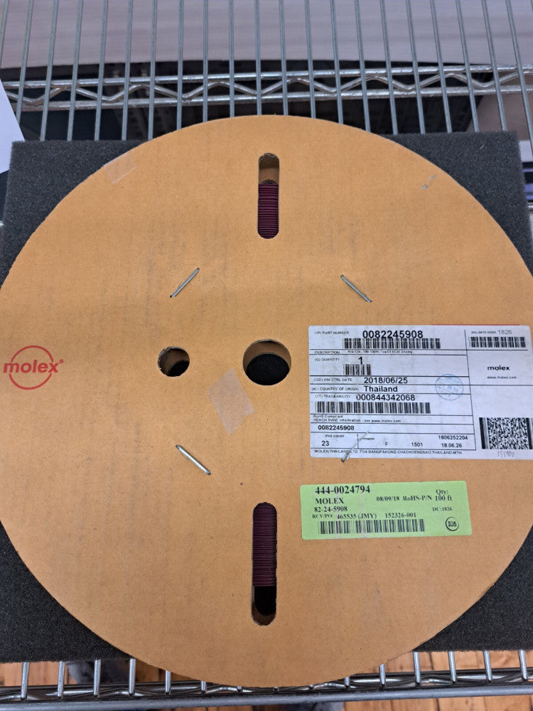 New, Molex, 82-24-5908, CBL RIBN 8COND 0.1 GRAY 100'