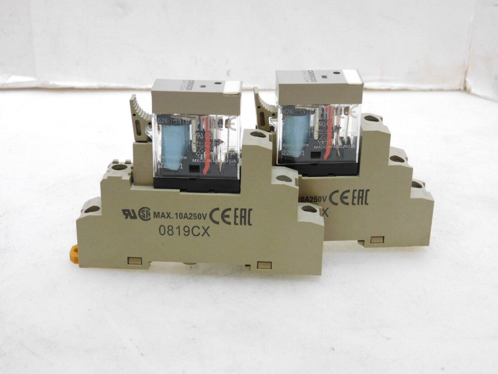 LOT OF 2 OMRON RELAY G2R-1-SN(S) W/ BASE 0819CX 10A 250VDC