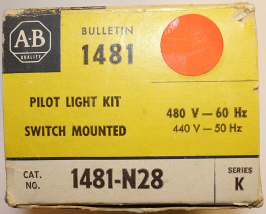 ALLEN BRADLEY Switch Mounted Red Pilot Light Kit 440/480V 1481 N28
