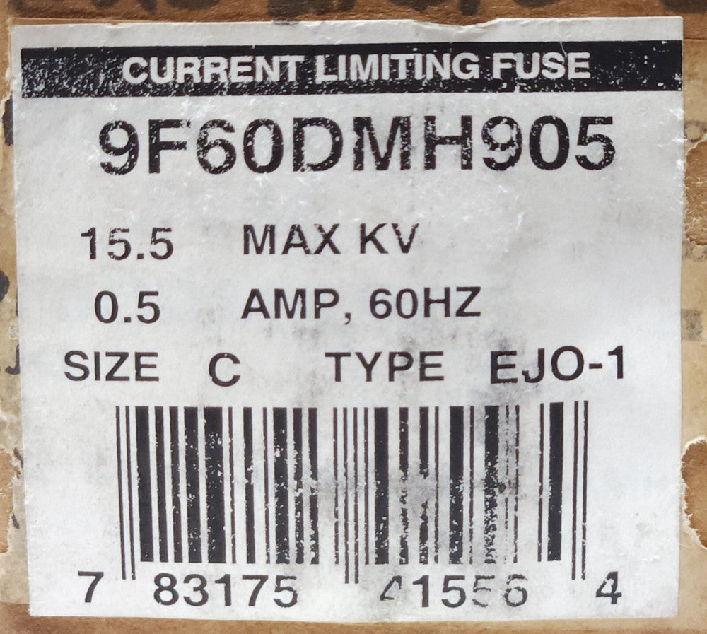 GENERAL ELECTRIC 9F60DMH905 Current Limiting 0.5 AMP Fuse Type EJO-1 Size C 15.5