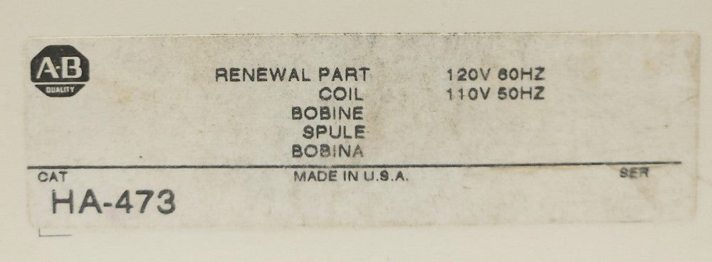 ALLEN BRADLEY HA 473 Renewal Coil 110 120 VAC HA473