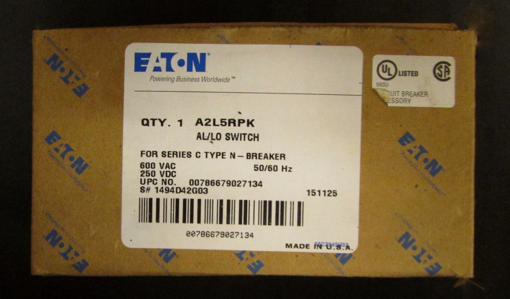 EATON CUTLER HAMMER A2L5RPK N Frame ND HND AL/LO Alarm Aux Switch 1494D42G03