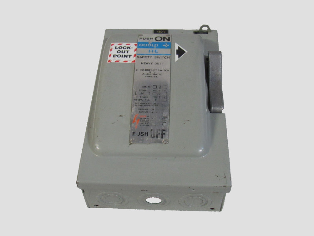 Gould ITE Fusible Heavy Duty Vacu-Break Enclosed Switch F351 30 A Amp 600Vac