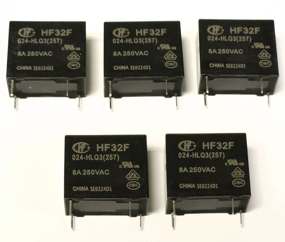 LOT OF 5 HONGFA HF32F 024 HLQ3 8 AMP 250 VAC SEO224D1 4 Pin Relay 45274010608