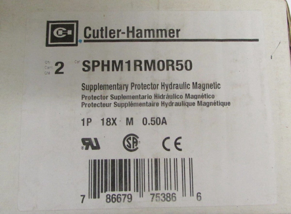  CUTLER HAMMER SPHM1RM0R50 1P 50 Amp Hydraulic Magnetic Supplementary Protector
