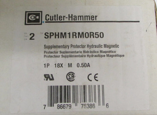  CUTLER HAMMER SPHM1RM0R50 1P 50 Amp Hydraulic Magnetic Supplementary Protector