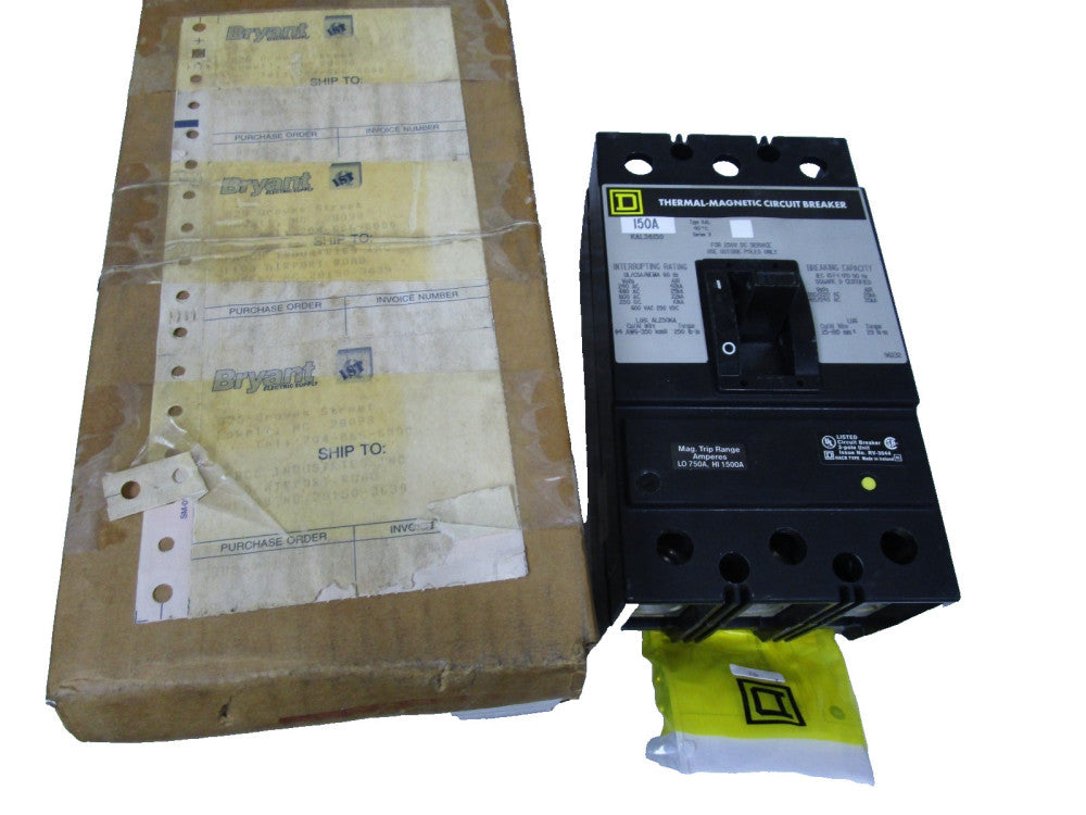 Square D KAL36150 Circuit Breaker 150A Amp 600Vac 3P pole 