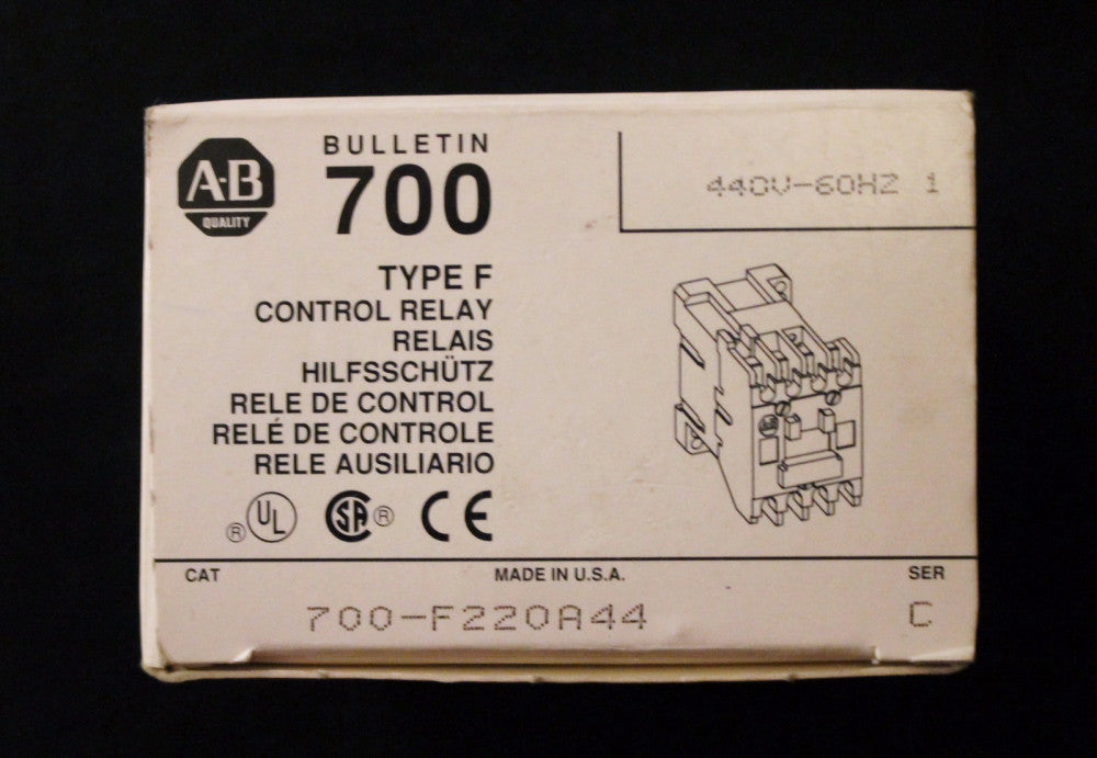 ALLEN BRADLEY 700 F220A44 Type 700 F 440V 4 Pole Control Relay