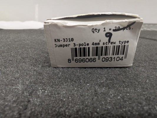 New, Konnect-it, KN-3J10, JUMPER 3-POLE 4MM SCREW TYPE - Lot of 9pcs