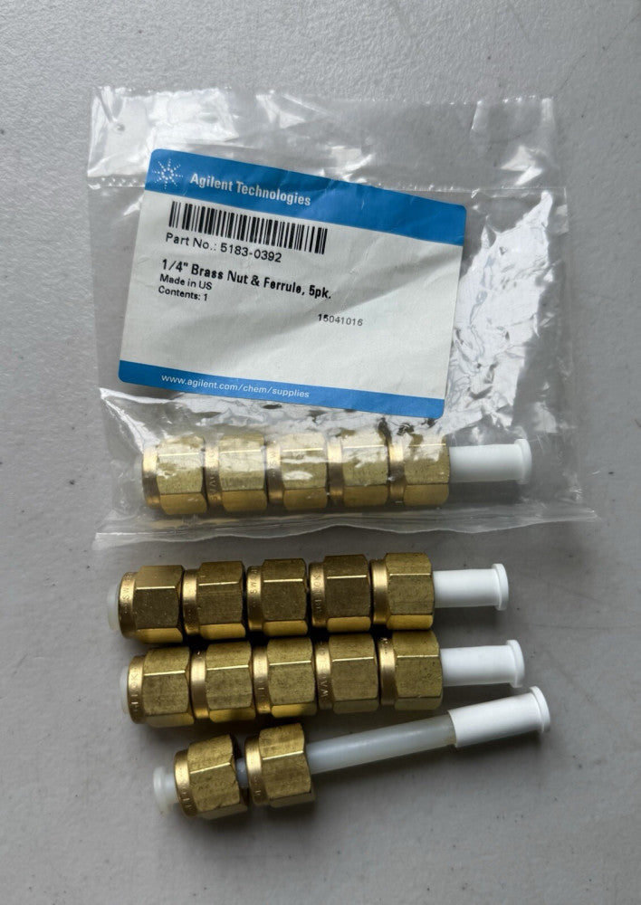 Lot of 17 - Agilent 5183-0392 1/4" Brass Nut & Ferrule