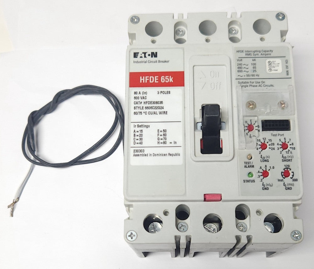 EATON HFDE308035 3 Pole 15-80 AMP HFDE Electronic LSG Circuit Breaker 80 AMP