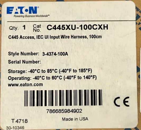 EATON C445XU 100CXH C445 Access IEC UI Input Wire Harness 100cm 3 4374 100A