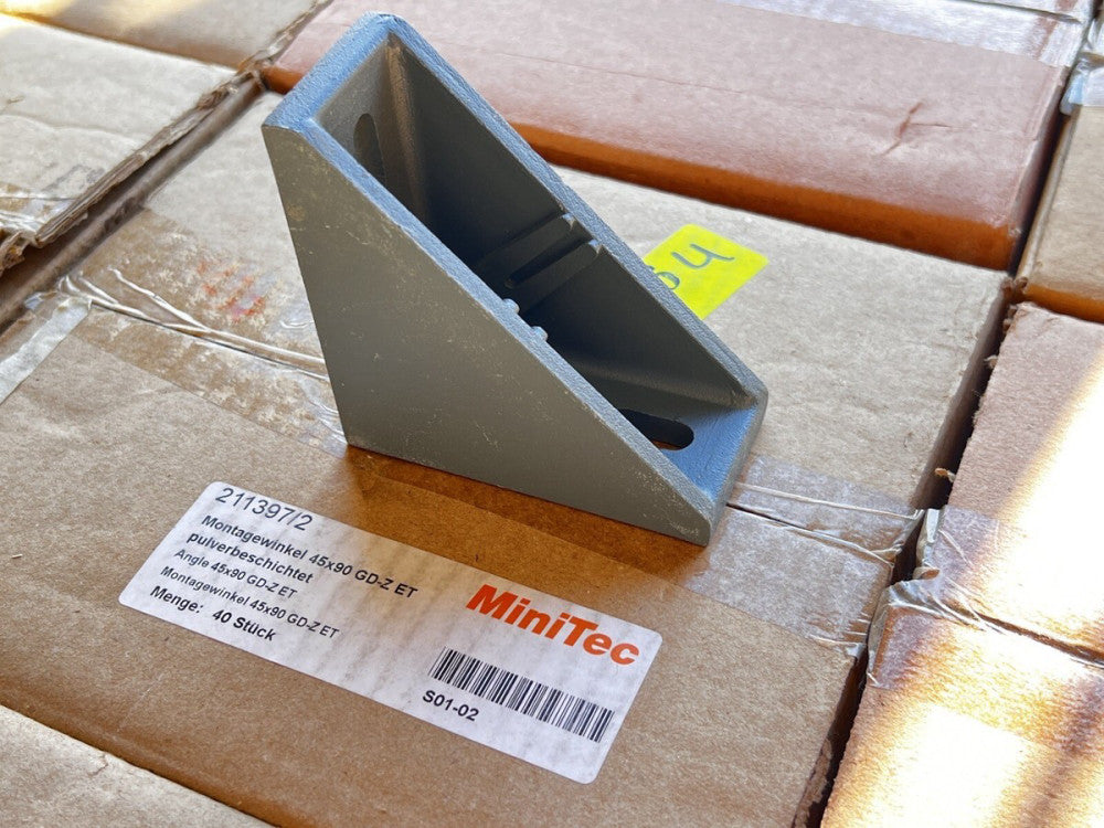 (box of 40) MiniTec 21-1397 Angle 45 X 90 extruded aluminum frame connector