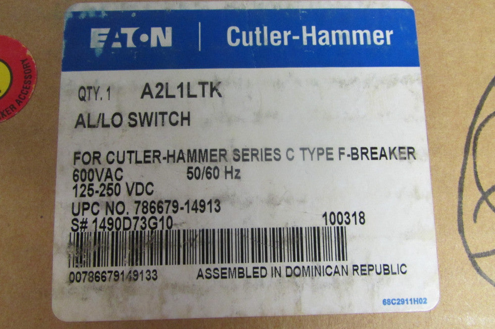 EATON CUTLER HAMMER A2L9LTK AL LO Auxiliary Alarm Switch 1490D73G10