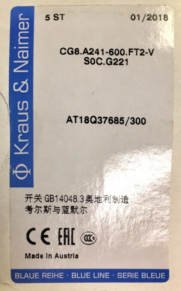 KRAUS & NAIMER CG8 A241 F22 V SOC G221 AT18Q37685 300 4 Position Maintained 