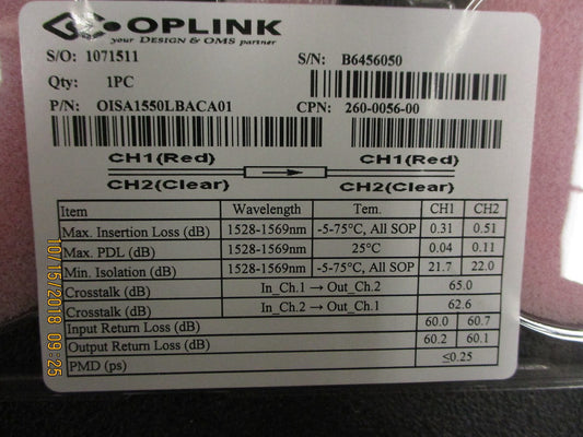 OISA1550LBACA01 Oplink Mini-Single-Stage Dual Optical Isolator BRAND NEW!