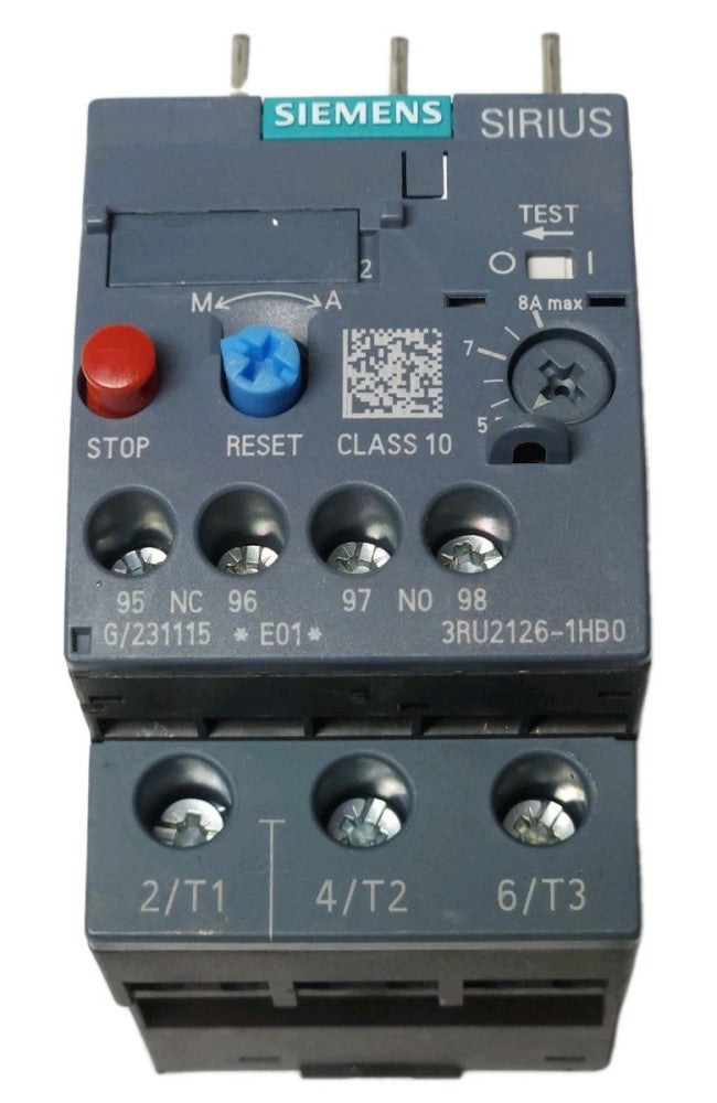 SIEMENS SIRIUS 3RU2126 1HB0 Electronic Overload Relay 5.5-8 AMP