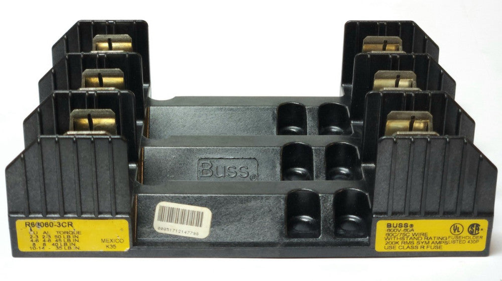 BUSSMANN BUSS R60060 3CR 3 Pole 600 VAC 60 AMP Fuse Holder 60A-600V