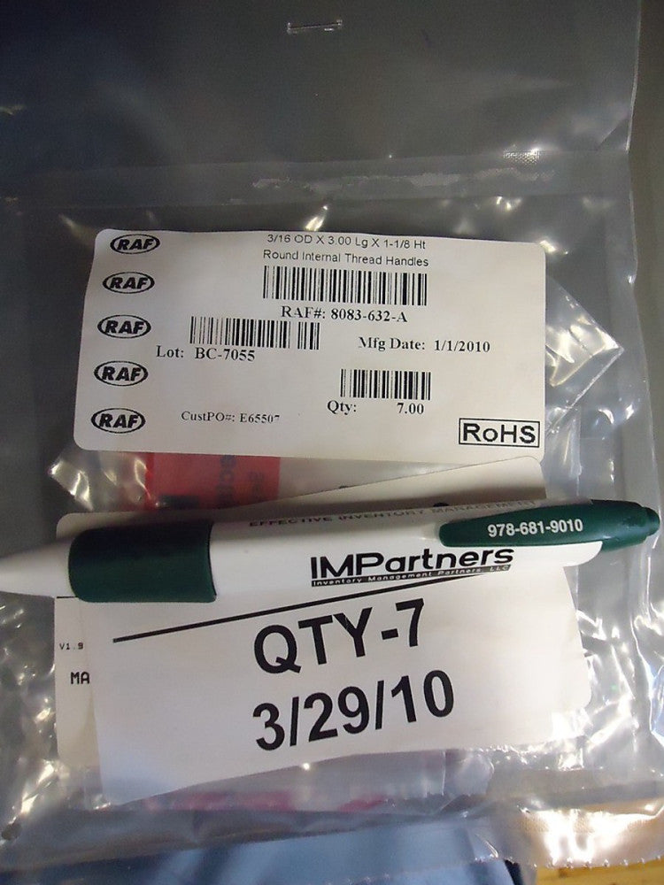 RAF 8083-632-A Round Internal Thread Handles. Brand New! 7 Pieces.