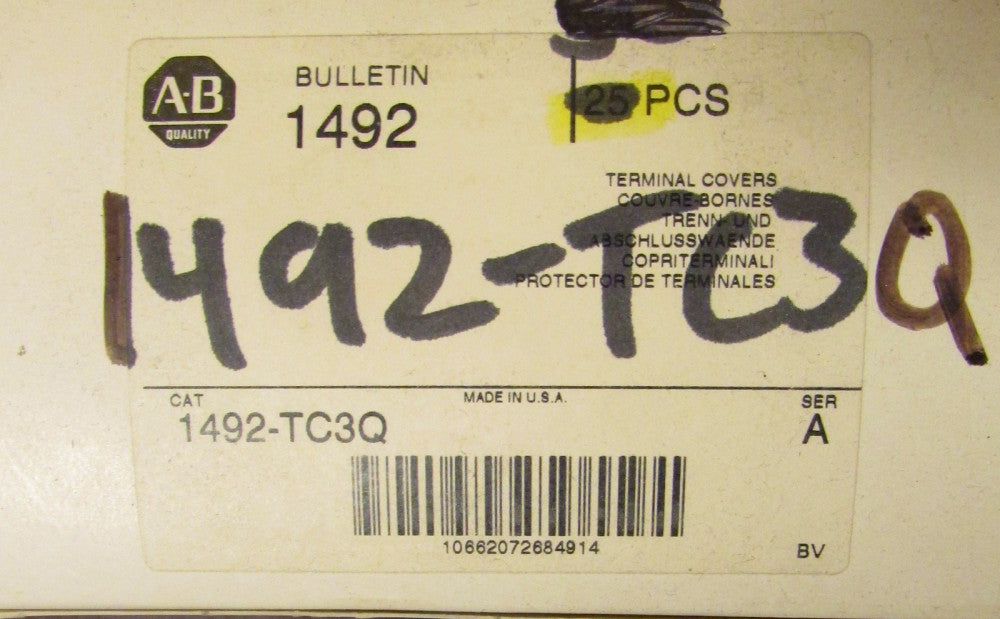 ALLEN BRADLEY (Box of 25) Terminal Block Terminal Covers 1492 TC3Q