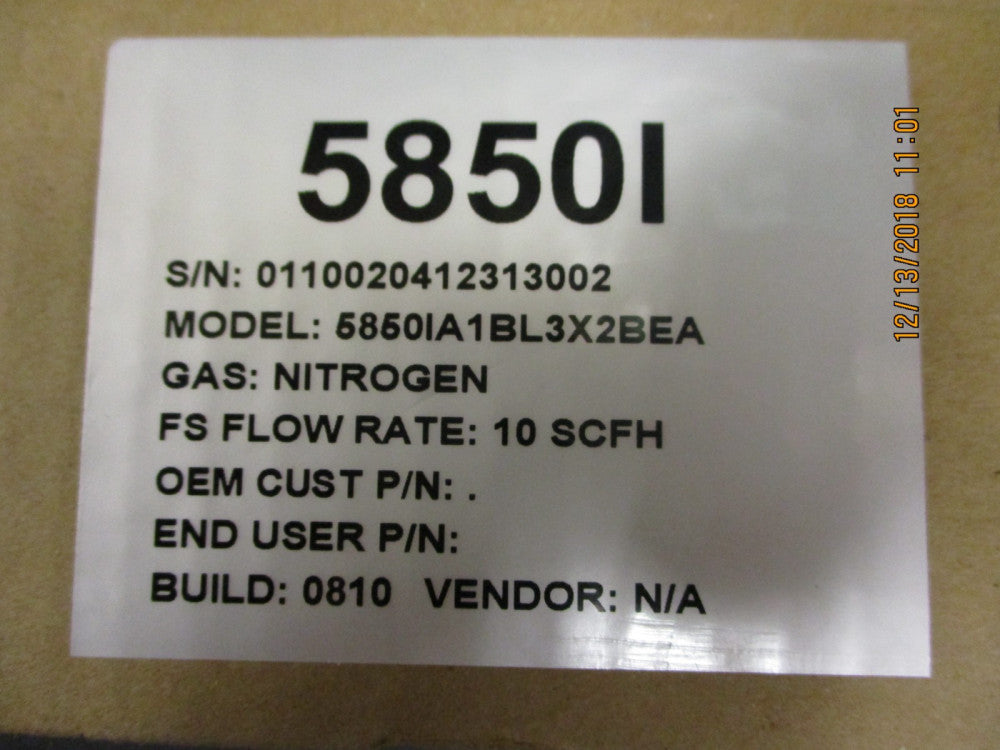 5850IA1BL3X2BEA Brooks Instruments NITROGEN MASS FLOW CONTROLLER BRAND NEW!