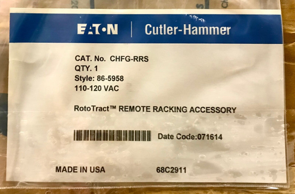 EATON CUTLER HAMMER CHFG RRS 120 VAC ROTO TRACT Remote Racking Accessory 86-5958