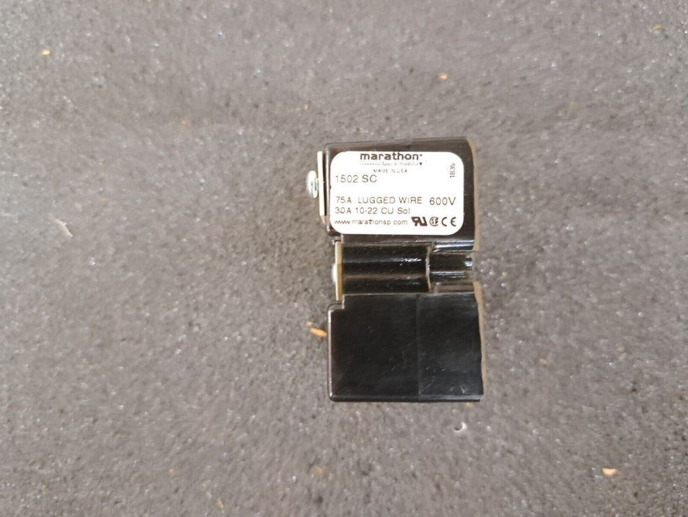 New, Marathon, 1502SC, Terminal Block Heavy Duty Barrier 2 P 75 AMPS 600 AC/DC