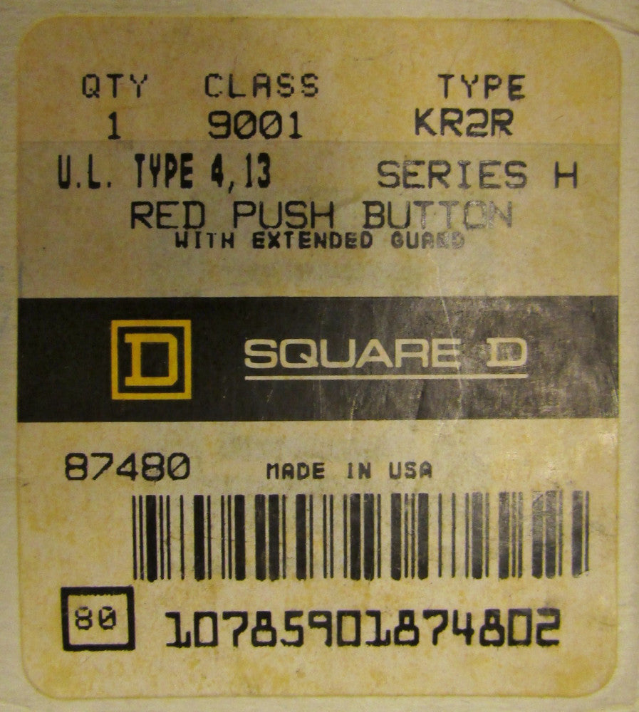 SQUARE D Red Extended Guard Push Button 9001 KR2R