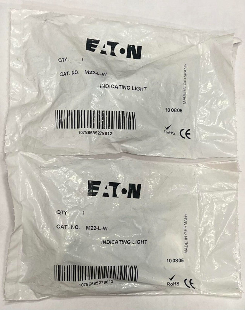 (LOT OF 2) EATON M22 L W Indicating Light M22-L-W
