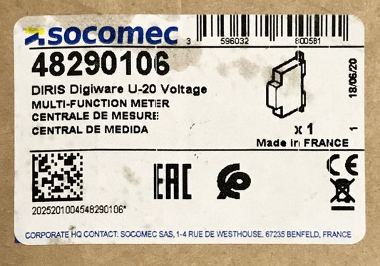 SOCOMEC 48290106 DIRIS Digiware U-20 Voltage Meter Module