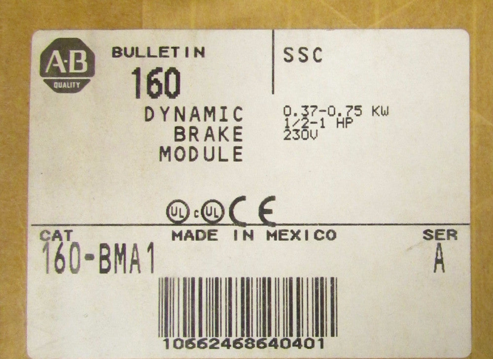 ALLEN BRADLEY 160-BMA1 .37-.75 KW Dynamic Brake Module SSC 160 BMA1