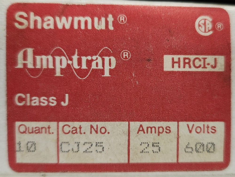 BOX OF 10 GOULD SHAWMUT CJ25 HRCI-J 25 AMP 600 VAC AMPTRAP Fuse