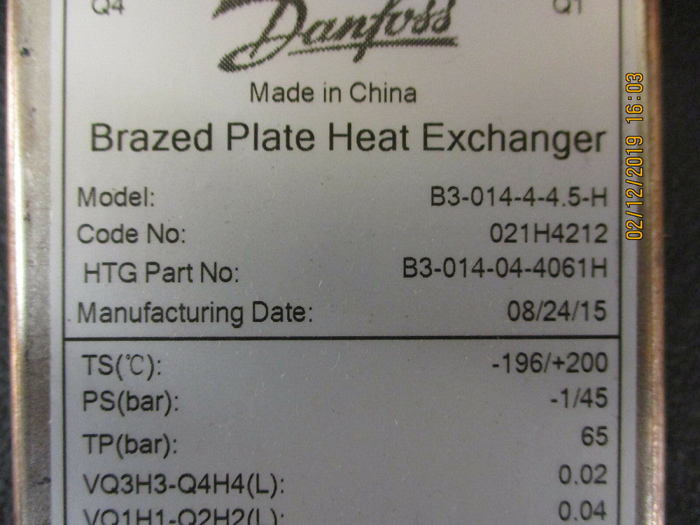 B3-014-04-4061H Danfoss Brazed Plate Heat Exchanger BRAND NEW!
