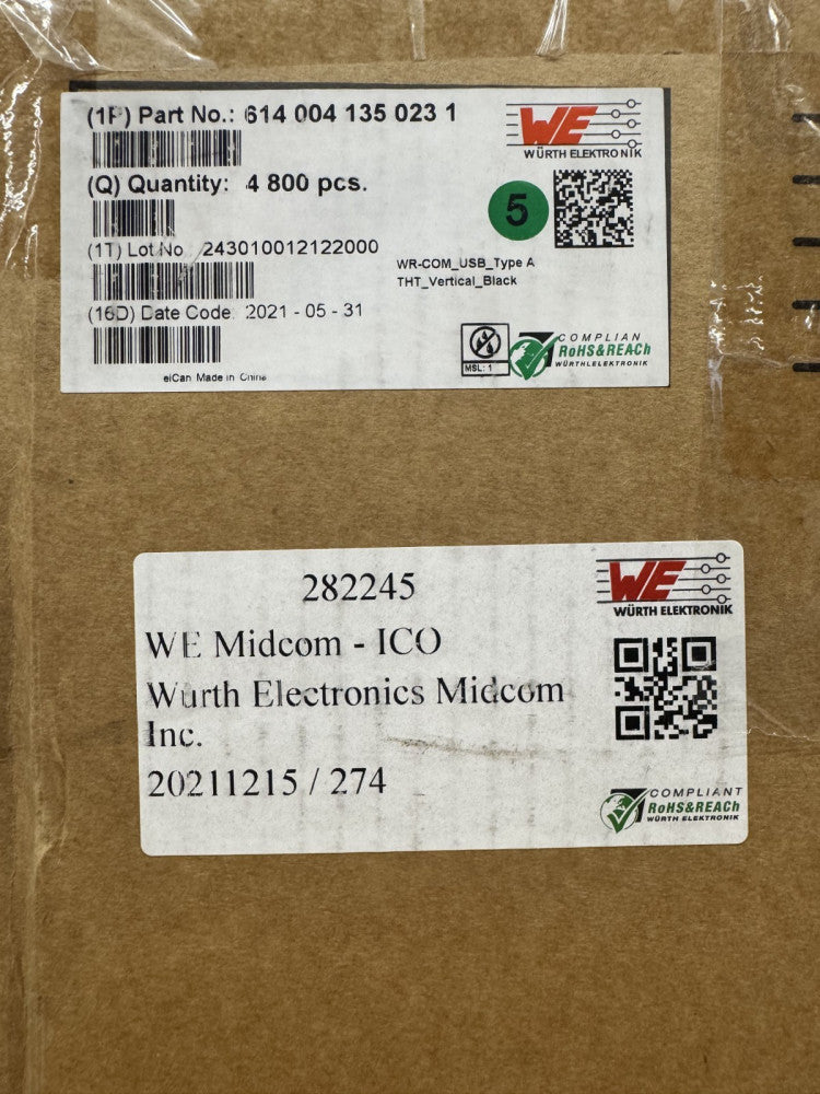 New, Wurth Elektronik, 6140041350231, CONN RCPT USB2.0 TYPEB VERT, Lot of 50