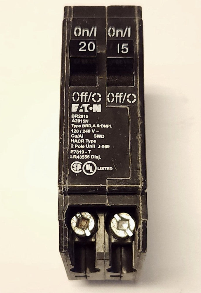 EATON CUTLER HAMMER BR2015 Single Pole 15 AMP Single Pole 20 AMP Duplex Circuit