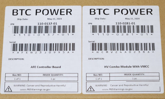 BTC POWER 110 0137 01 AFE CONTROLLER BOARD 110 028101 HV Combo Module With VMCC