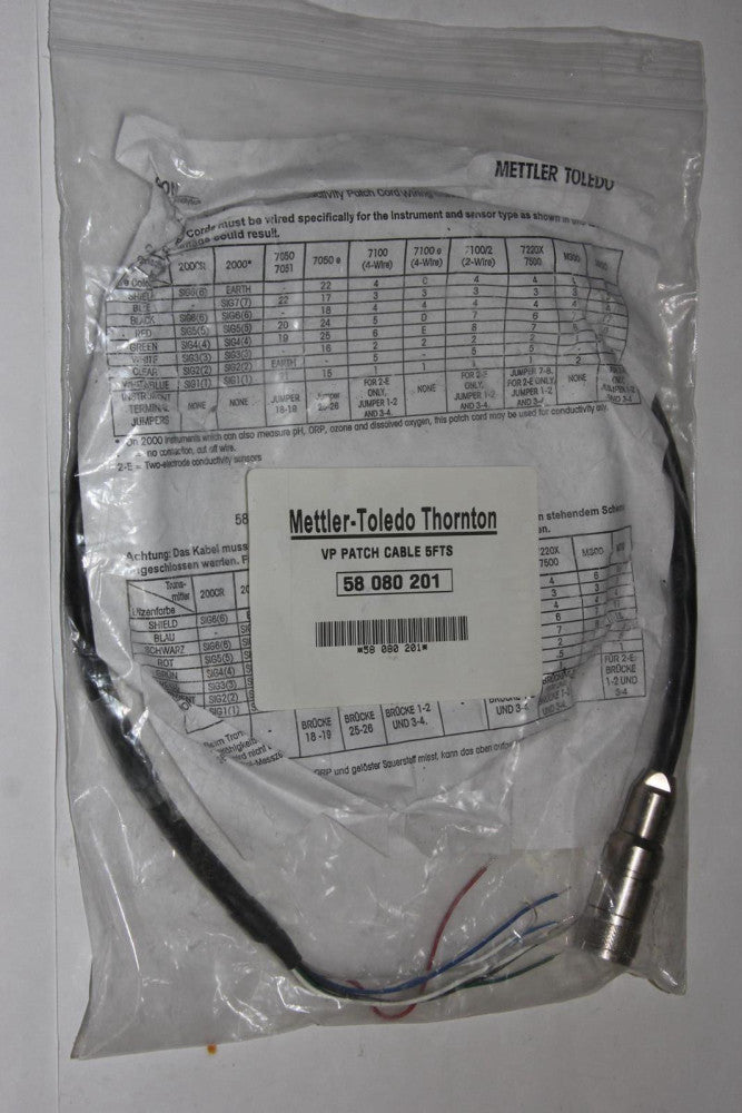 METTLER-TOLEDO 58080201 5-FT VP Patch Sensor Cable