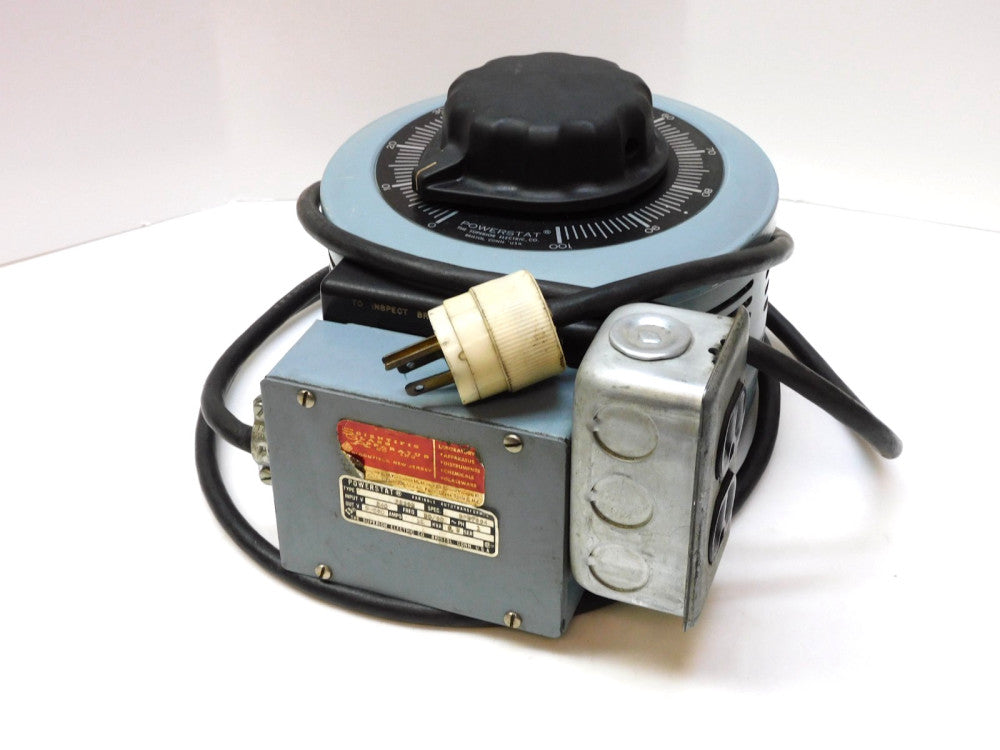 POWERSTAT F236B VARIABLE TRANSFORMER 240V IN 0-280V OUT 1PH 50/60Hz 10A 2.8KVA