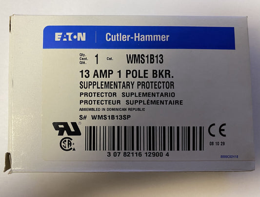 EATON CUTLER HAMMER WMS1B13 Supplementary Protector Breaker 13 Amp  WMS1B13SP