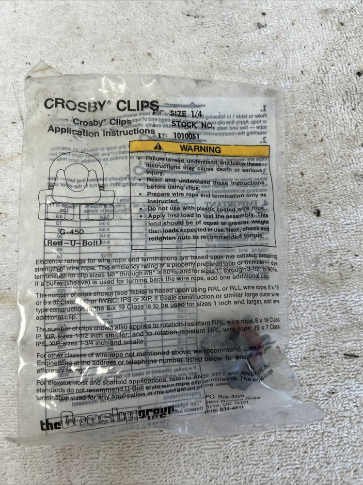 Crosby Clips G-450 1/4” Lot Of 4
