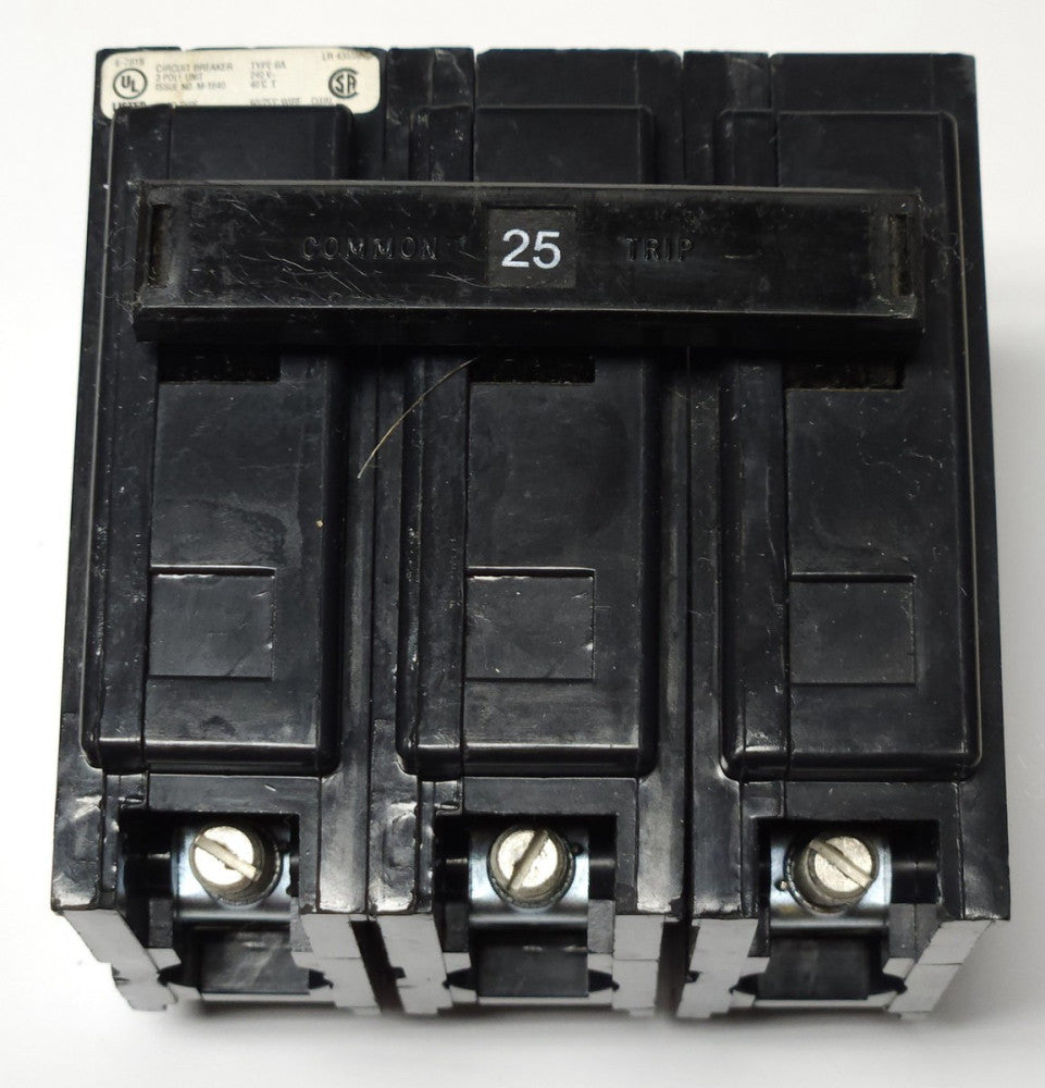 EATON CUTLER HAMMER BAB3025H 3 Pole 25 AMP Type BA BAB Circuit Breaker BOLT IN