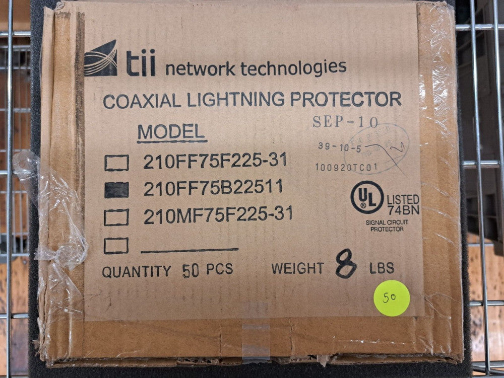 New, tii Industries, 210FF75B22511, Protector Surge Coax 75-OHM, No ground wire