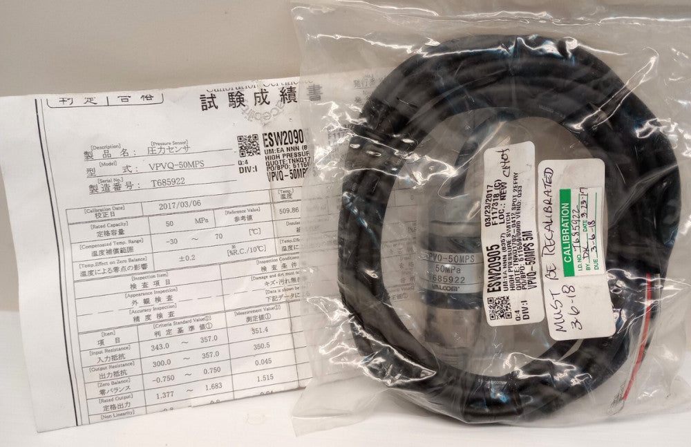 Valcom VPVQ-50MPS High Pressure Switch 50MPa 5 Wire Must Be Recalibrated