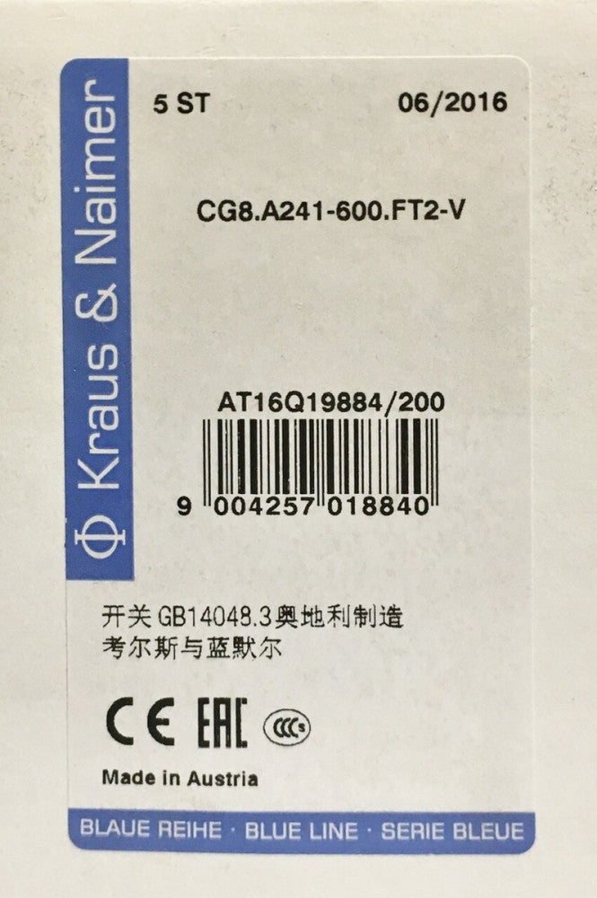 KRAUS & NAIMER CG8 A241 600 FT2 V 3 Pos. Main Selector Switch ATI6Q19884 200